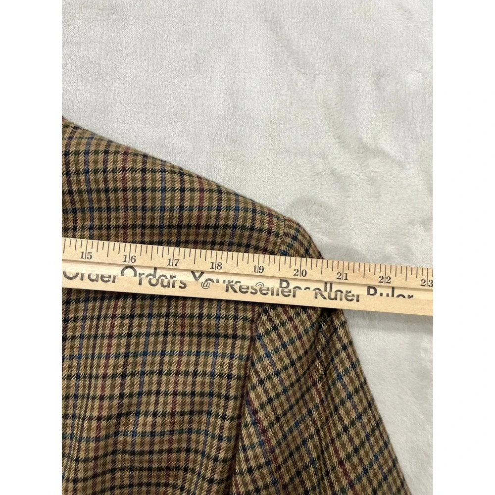 Chester Barrie Blazer Mens 46L Brown Cashmere Glen Plaid Sport Coat England
